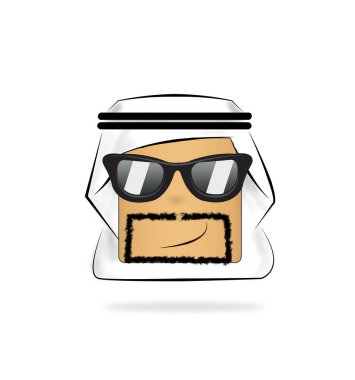güneş gözlüğü Arap adam karikatür duygu yüz.