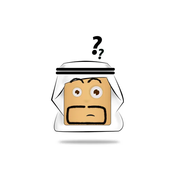 Verwirrte arabische Mann Karikatur Emotionen Gesicht. — Stockfoto