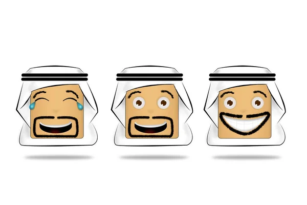 Arab Man Cartoon Emotion Face.