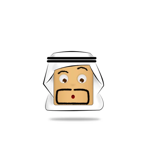 Homem árabe chocado Cara de emoção dos desenhos animados . — Fotografia de Stock