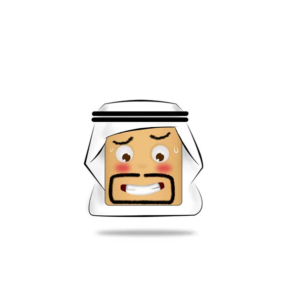 Sorprendido árabe hombre dibujos animados emoción cara . —  Fotos de Stock