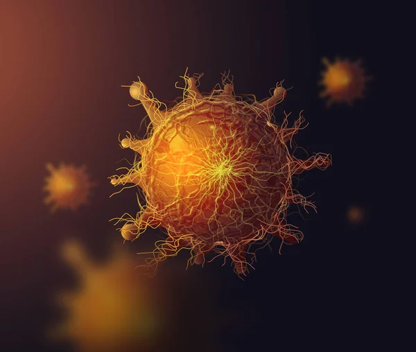 Coronavirus 2019 Ncov Infezione Influenzale Illustrazione Medica Vista Microscopica Cellule — Foto Stock