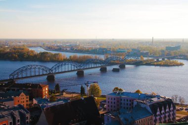 Riga, Letonya - Old Town gökyüzü görünümü
