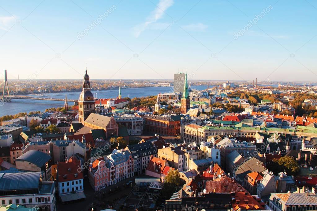Riga, Latvia - sky view on Old Town