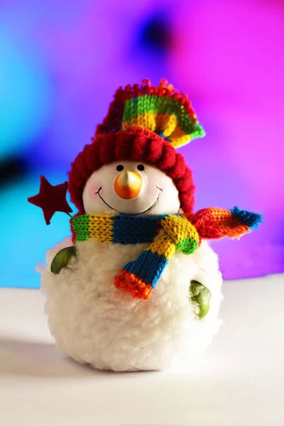 Boneco de neve de inverno brilhante bela decoração — Fotografia de Stock