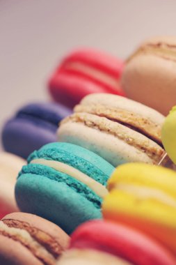 Güzel renkli macaroons gıda fotoğraf yakın çekim