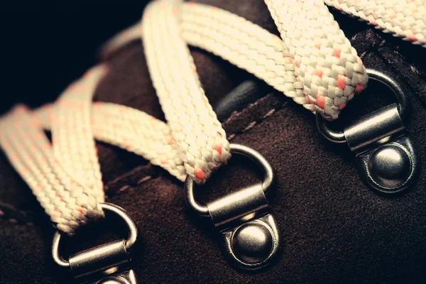Shoes Made Leather Laces Close — Stock Photo, Image
