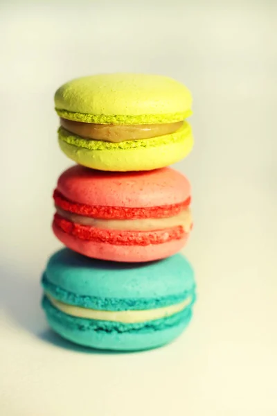 Magnifiques Macarons Colorés Nourriture Photo Gros Plan — Photo