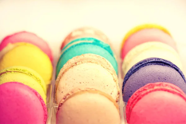 Magnifiques Macarons Colorés Nourriture Photo Gros Plan — Photo