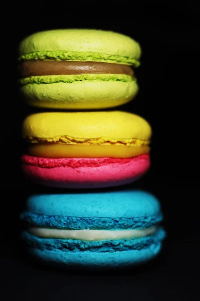 Bela Foto Comida Macaroons Coloridos Perto — Fotografia de Stock