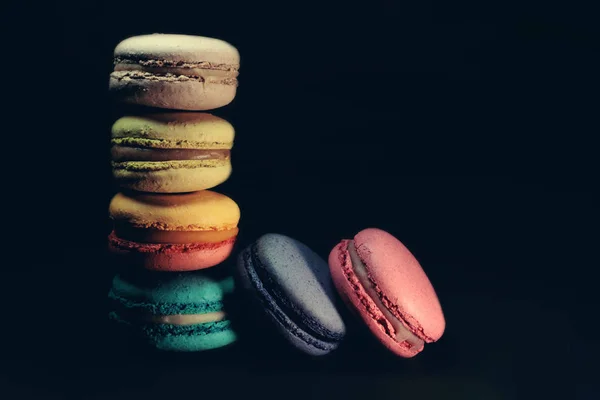 Magnifiques Macarons Colorés Nourriture Photo Gros Plan — Photo