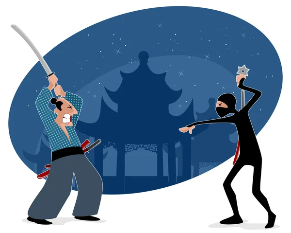 Ninja vs de samurai —  Vetores de Stock