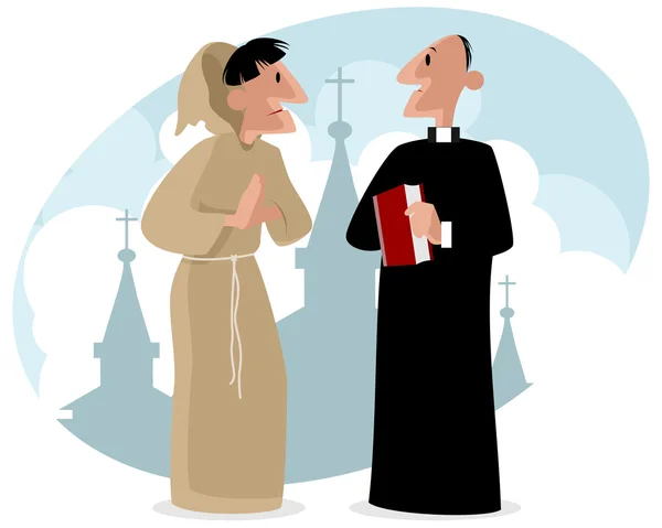 Monk and priest — Stock Vector