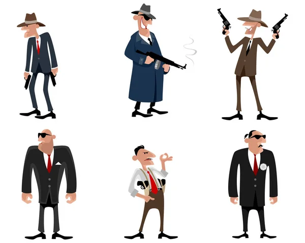 Six gangsters prêts — Image vectorielle