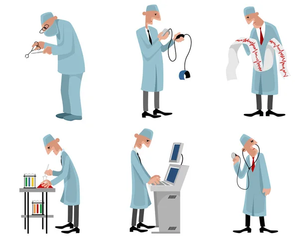 Enam dokter ditetapkan - Stok Vektor