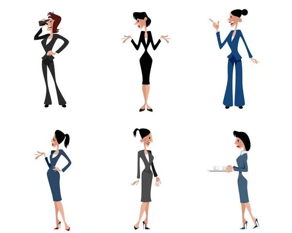 Seis mulheres de negócios posando — Vetor de Stock