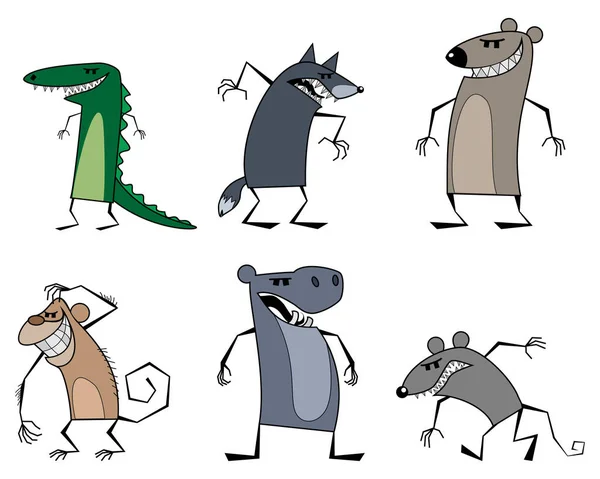 Six animaux étranges — Image vectorielle