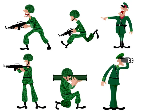 Seis militares. — Vector de stock