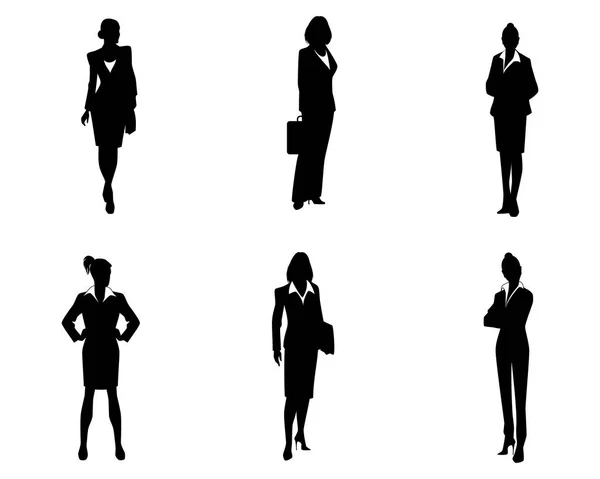 Six femmes d'affaires silhouette — Image vectorielle