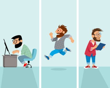 Üç hipster durumda