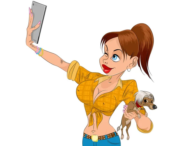 Chica haciendo selfie — Archivo Imágenes Vectoriales