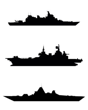 Three warship silhouette clipart