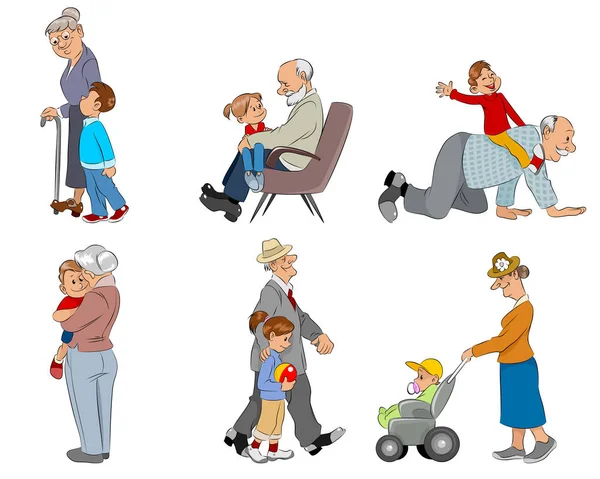 Grandparents and grandsons — Stock Vector