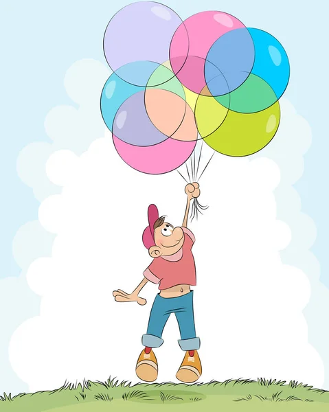 Niño con globos — Vector de stock