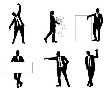 Six businessmen silhouettes clipart