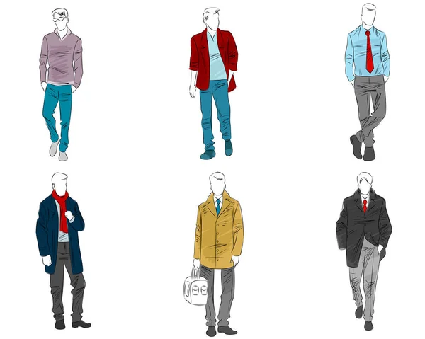 Six mannequin with casual outfit — Stock Vector
