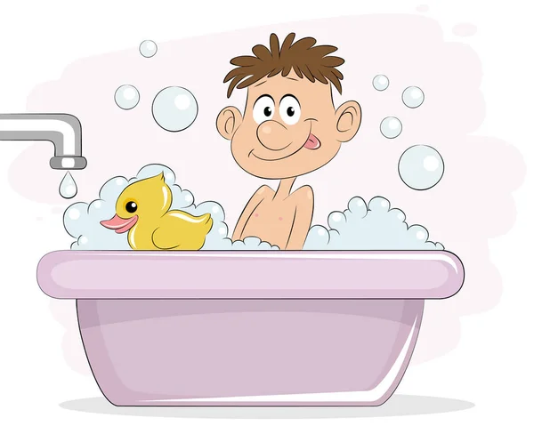 Fiú bath-ban — Stock Vector