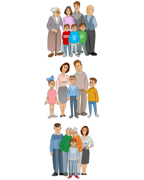 Drie familly set — Stockvector