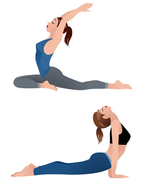 Niñas practicando yoga — Vector de stock
