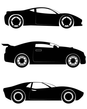 Üç sportcar siluetleri