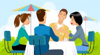 Kafe 'de bir grup insan