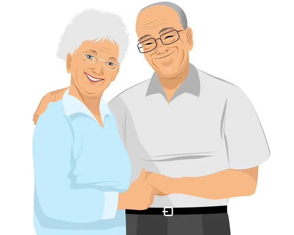 Older couple hugs — Stock Vector