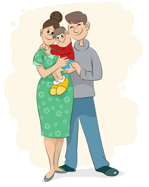 Familia con bebé — Vector de stock