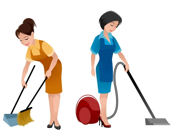 Two cleaning women — Stock Vector