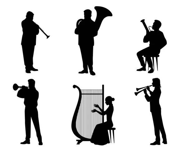 Orkestra müzisyenleri siluetleri 