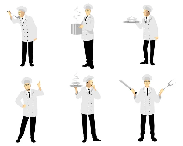 Conjunto de seis chefs — Vetor de Stock