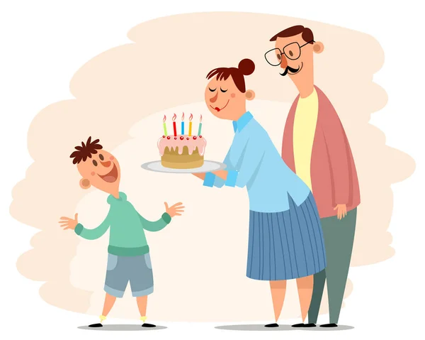 Les parents félicitent l'anniversaire du fils — Image vectorielle