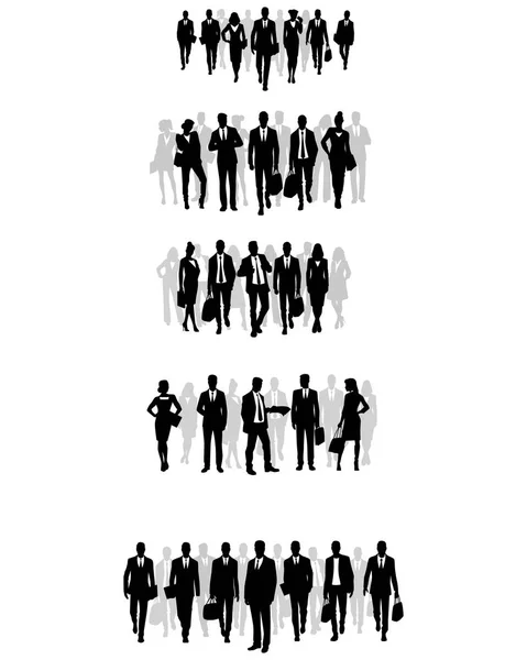 Groups of businessmen silhouettes — Stock Vector