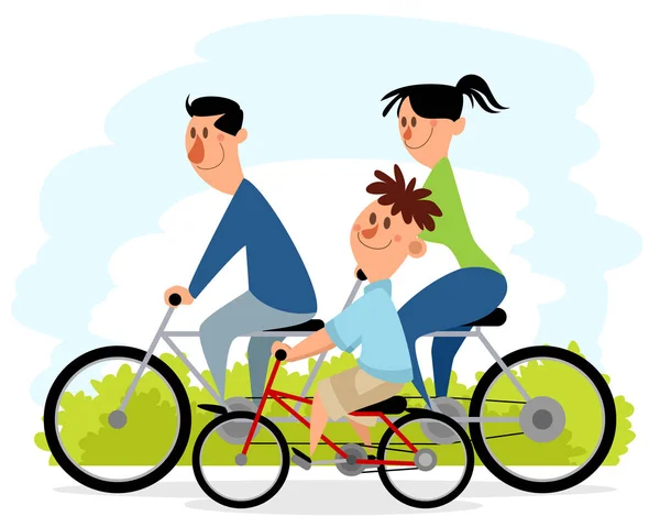 Excursión familiar en bicicletas — Vector de stock