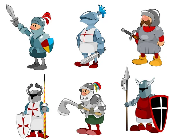 Set van zes ridders — Stockvector