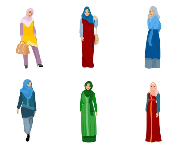 Set dari wanita muslim - Stok Vektor