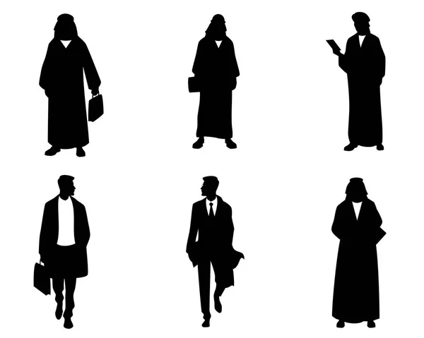 Silhouettes d'hommes d'affaires arabes — Image vectorielle