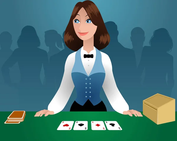 Femme croupier dans un casino — Image vectorielle