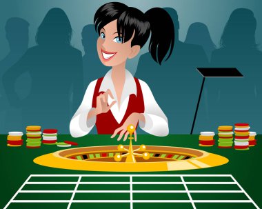 Kadın krupiye bir casino