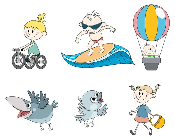 Six personnages pour enfants — Image vectorielle
