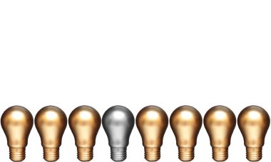 Fikir ve liderlik kavramı - akkor ampul beyaz arka plan üzerinde. İş fikri kavramı.